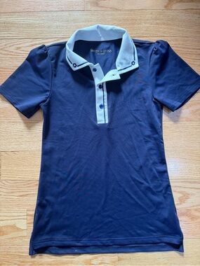 Smith & Quinn Navy Polo Top with White collar with flower detailing